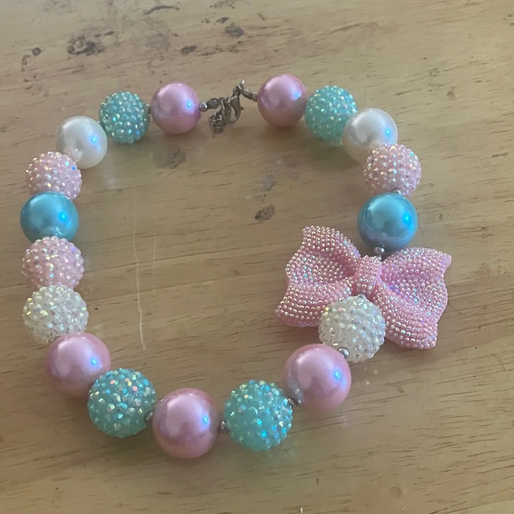 Pink and Blue Beaded Necklace